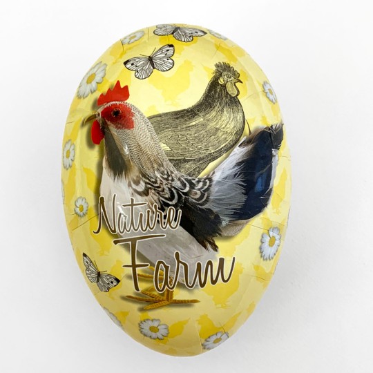 6" Yellow Roosters Papier Mache Easter Egg Container ~ Germany